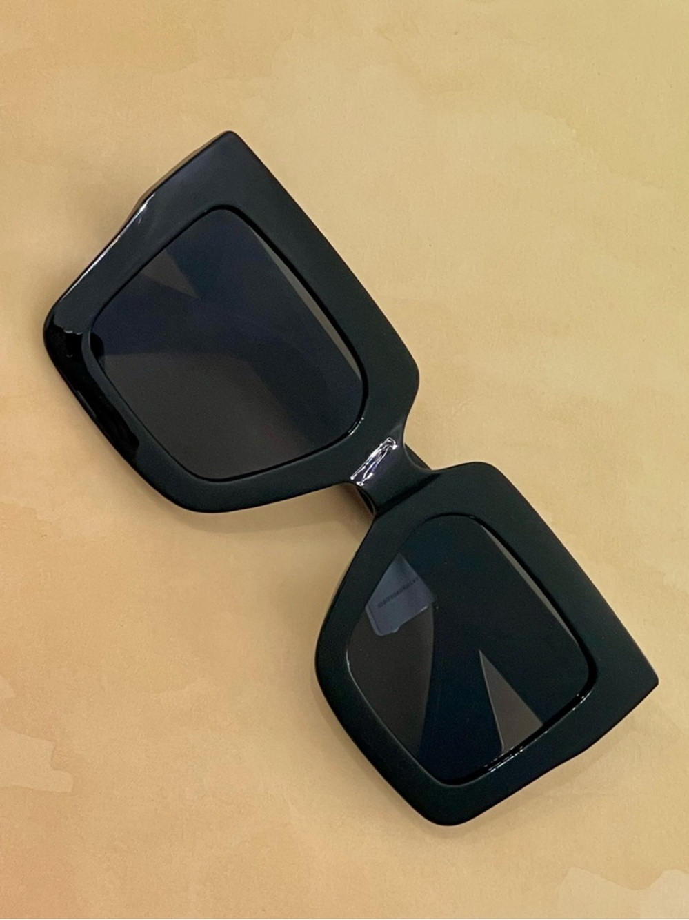 Anthropologie Chunky Oversized Square Black Sunglasses- Smoked Black Lenses